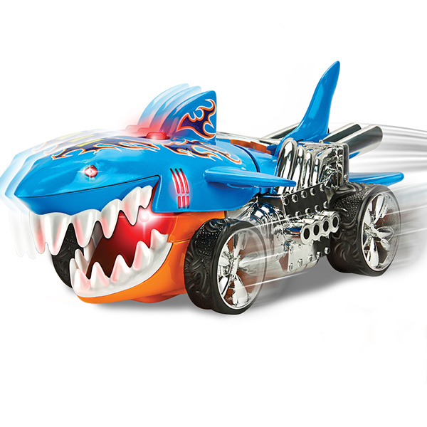 Электромеханическая машинка Hot Wheels со светом и звуком – Акула голубая, 23 см  